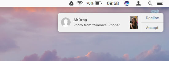 Transfer files on the Apple Mac using Airdrop