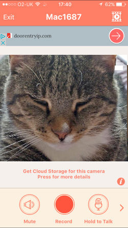AtHome Video Camera app on the iPhone