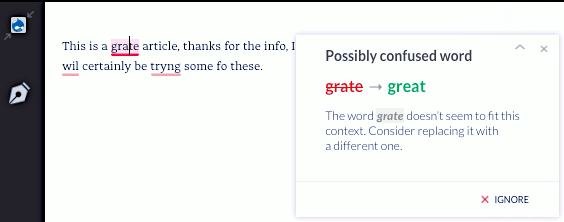 Checking writing for spelling and grammar with Grammarly