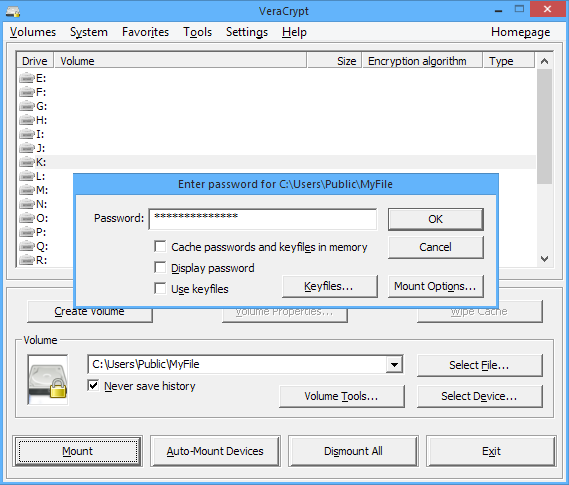VeraCrypt file encryption