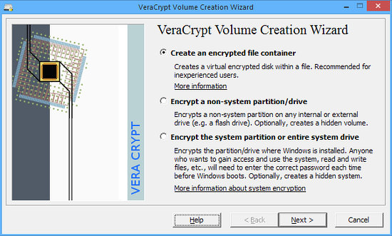 VeraCrypt volume creation