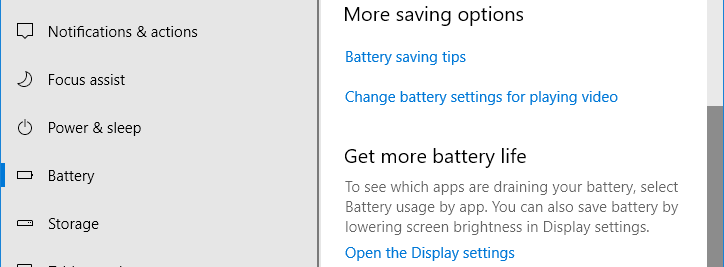 More battery saving options in Windows 10 Settings app