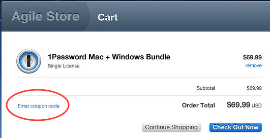 1Password voucher code