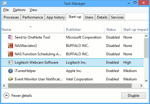 Windows startup items