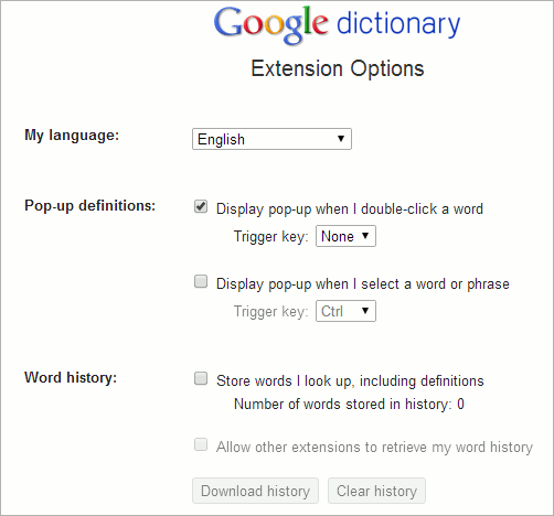Google Dictionary for Chrome