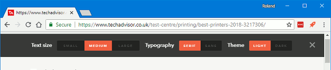 Mercury Reader Chrome extension options