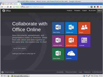 Use Microsoft Office web apps on Linux