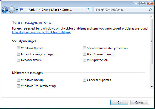 Windows Action Center