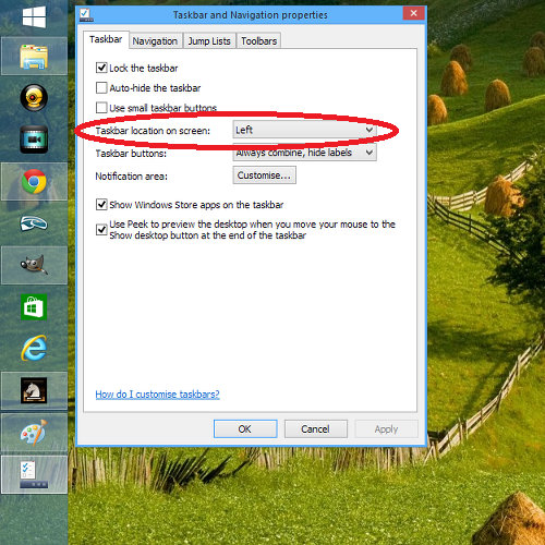 Put the Windows taskbar on the left