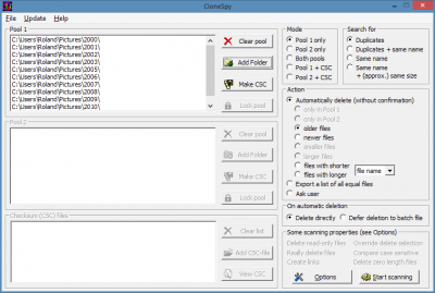 CloneSpy duplicate file finder