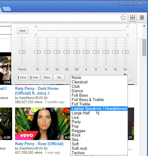 Audio EQ Chrome extension