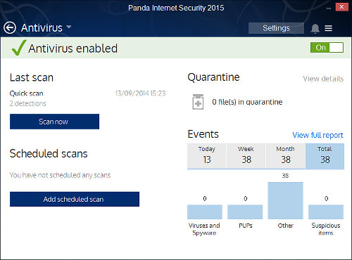 Check for viruses with Panda Internet Security