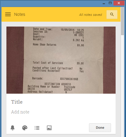 Image notes in Google Keep