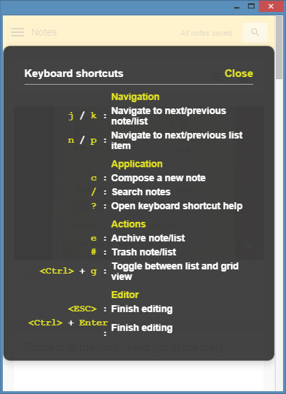 The secret screen in Google Keep