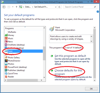 Set Windows default programs