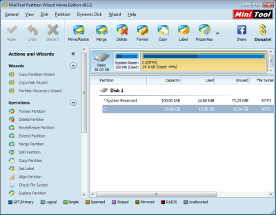 View the partitions on a disk drive