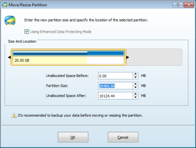 Shrink a disk partition
