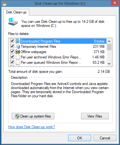 Disk Clean-up in WIndows 8