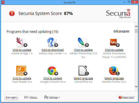 Secunia security patches