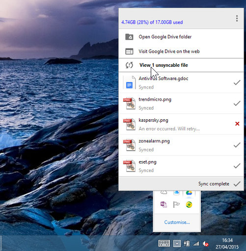 Google Drive sync problems