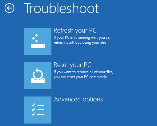 Windows 8.1 startup options