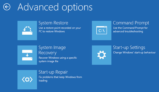 Windows 8.1 startup options