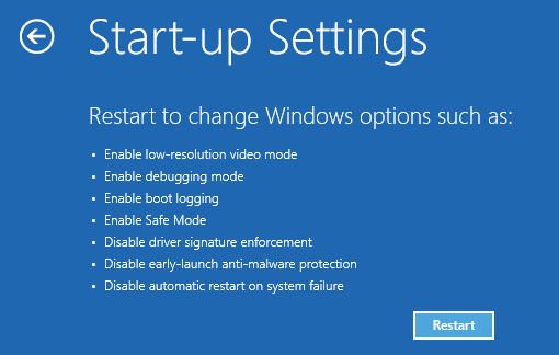 Windows 8.1 startup options