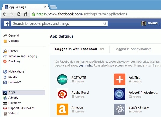 Facebook app permissions
