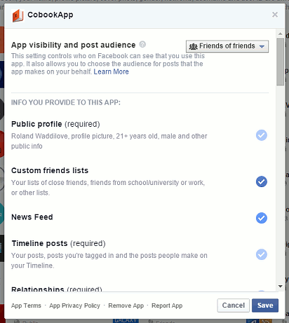 Facebook app permissions