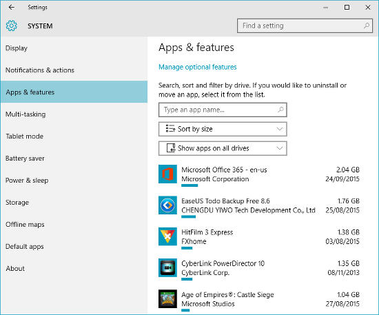 Windows 10 settings