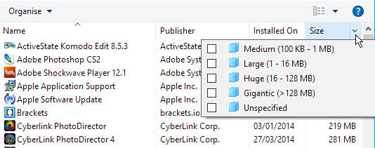 Programs and features