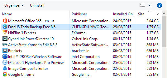 Programs and features