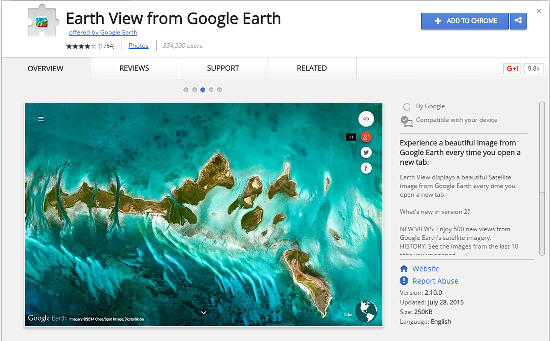 Google Earth View Chrome extension