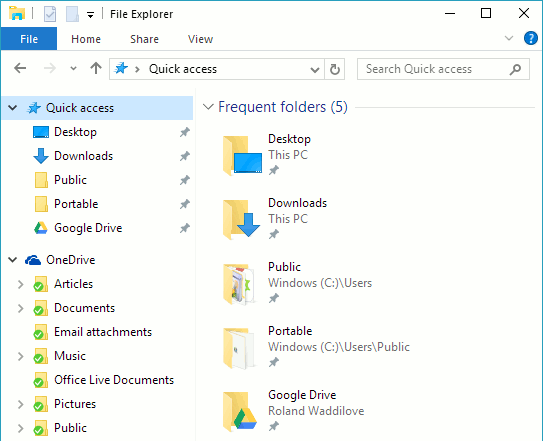 Explorer Quick access