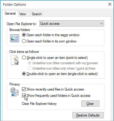Windows folder options