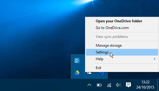 OneDrive settings