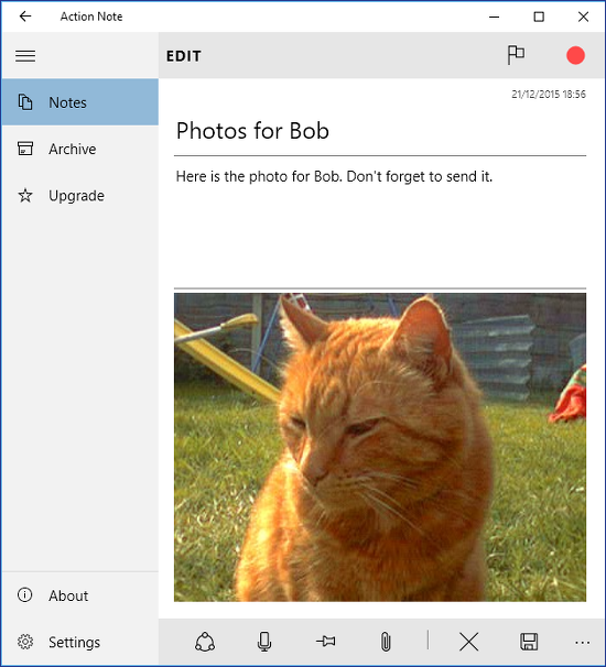 Action Note app for Windows 10