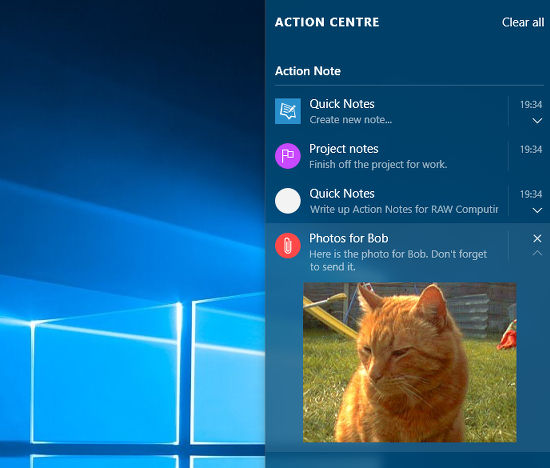 Action Note app for Windows 10