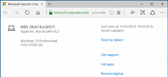 Windows 10 Find My Device