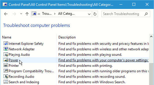 Windows troubleshooters