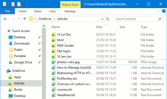 Explorer in Windows showing a general view of the files in a folder