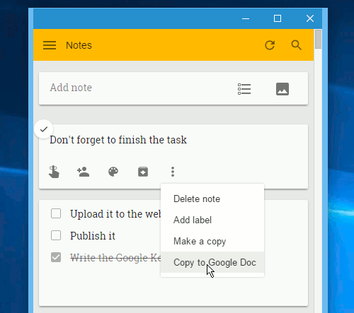 Google Keep notes
