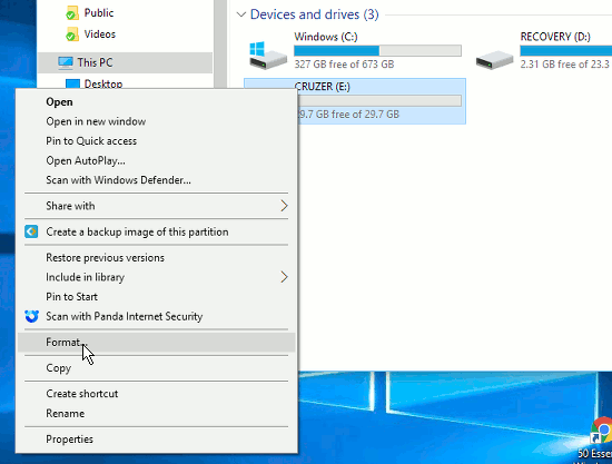 File Explorer context menu