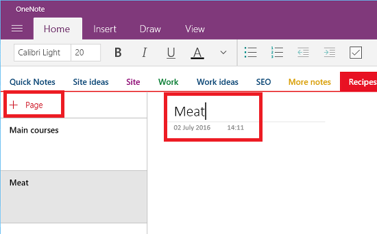 Create notes and store them in Microsoft OneNote