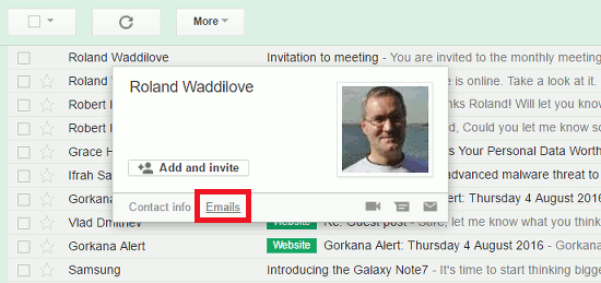 View contact details in Gmail