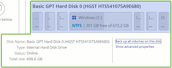 Select the disk to back up in Paragon Backup and Recovery 16
