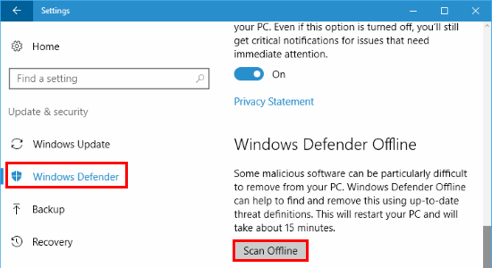 Windows Defender offline