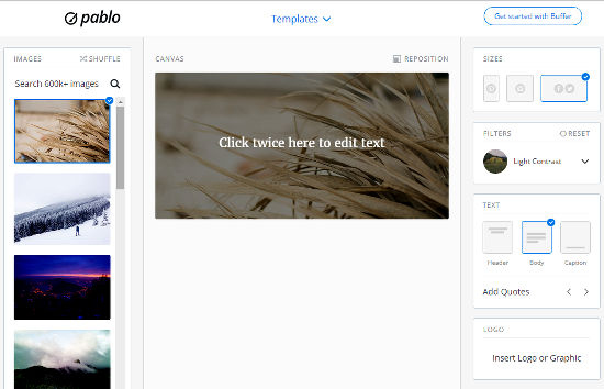 Pablo online image editor for creating shareable images