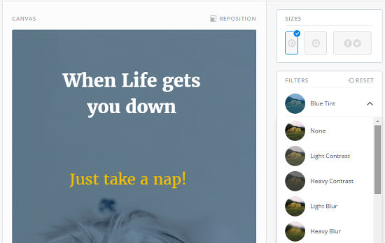 Pablo online image editor for creating shareable images