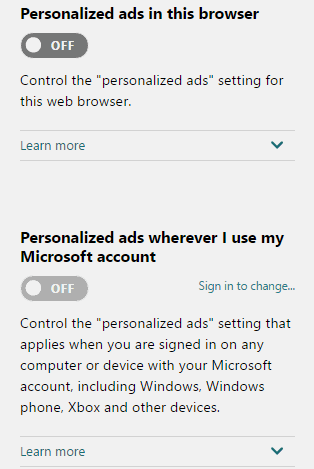 Microsoft privacy settings